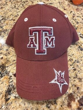 A&M Maroon Embroidered Logo Cap with White Stitching Gig Em!!